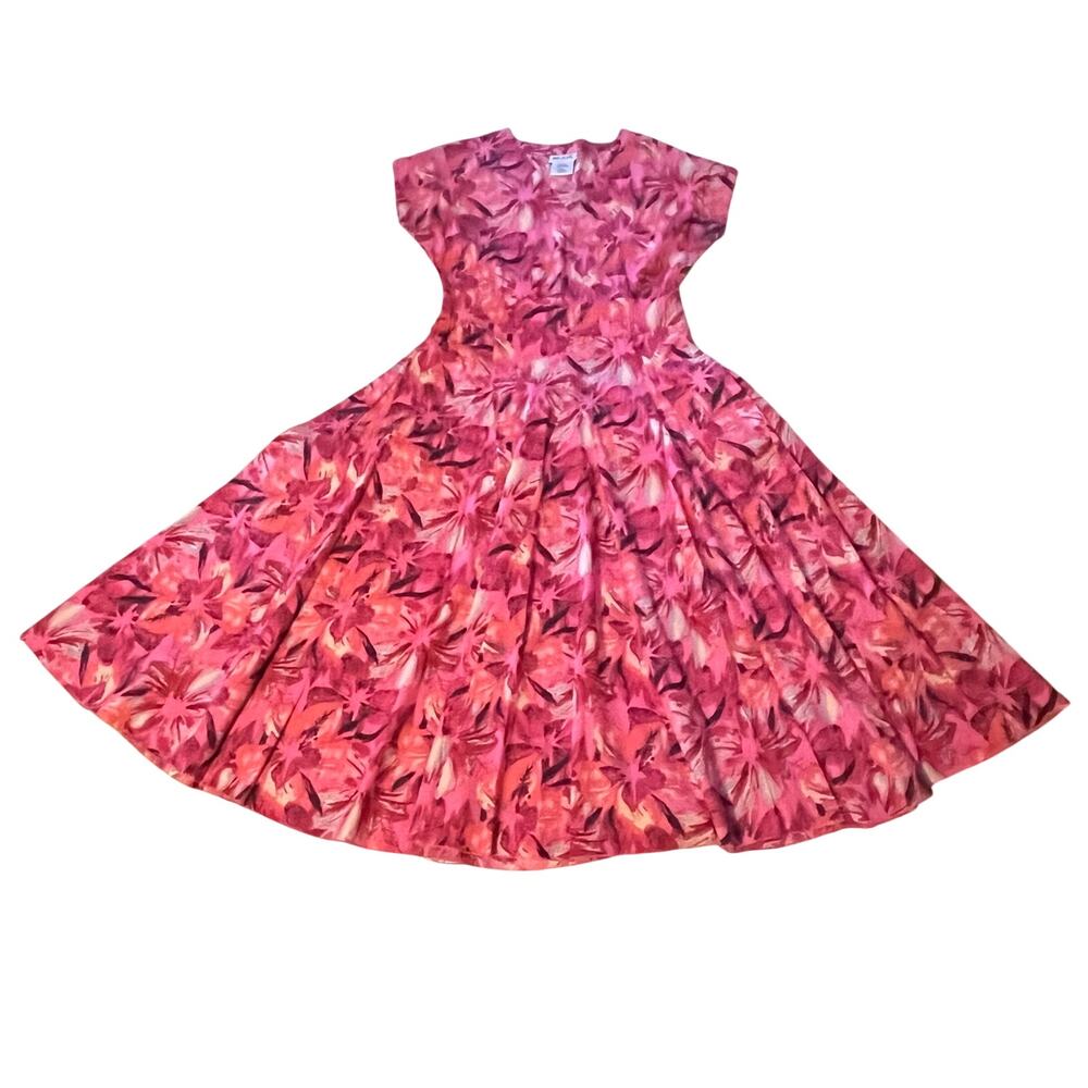 Vintage 80’s Blair Cotton Cap Sleeve Maxi Floral Pink  Dress Prairie Cottage S/M